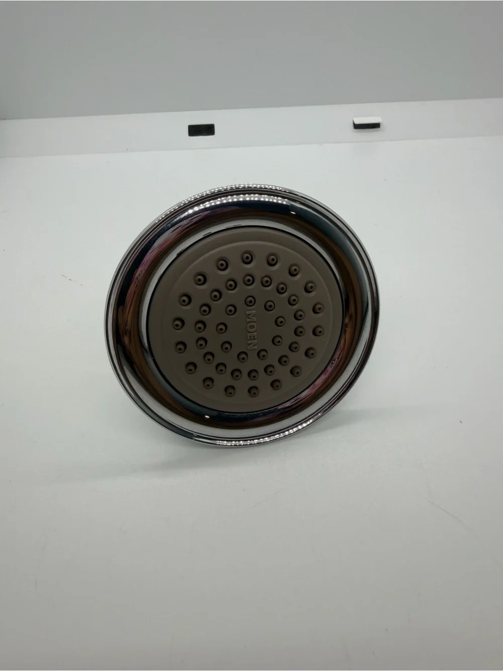 Moen Chrome Showerhead with Taupe Spray Face